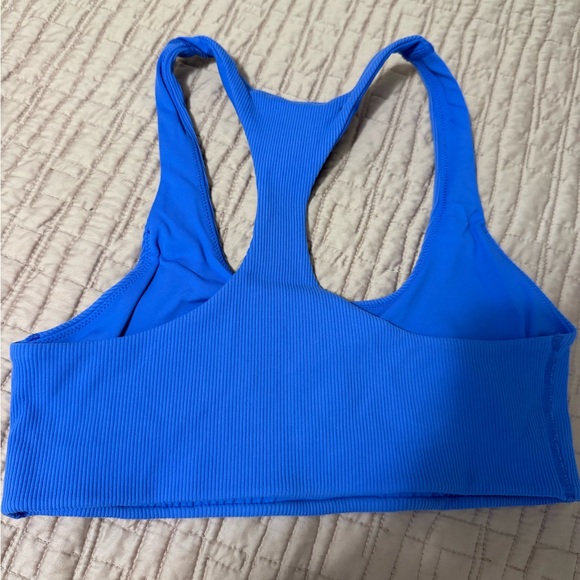 Aerie Bright Blue Ribbed Racerback Sports Bra - Picture 2 of 3